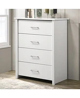 Vebreda 4 Drawer White Dresser for Bedroom, Modern Chest of Drawers Wood Storage Cabinet for Living Room Kitchen Office