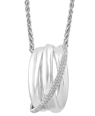 Effy Diamond Coil Crossover 18" Pendant Necklace (1/4 ct. t.w.) in Sterling Silver