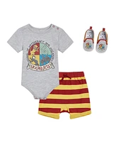 Harry Potter Baby Boys Bodysuit, Shorts and Shoes 3 Piece Outfit Set