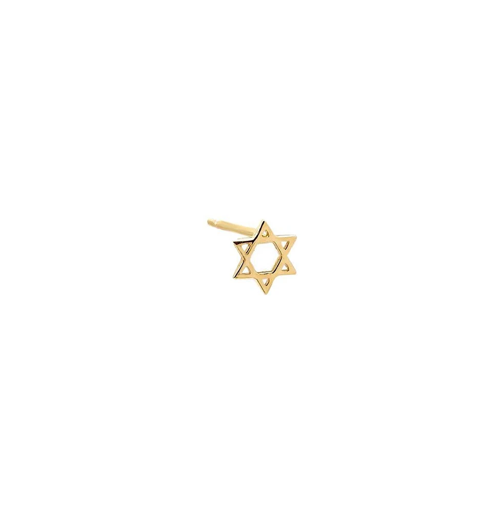 Solid Mini Star of David Stud Earring 14K