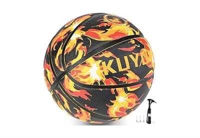 Kuyotq Black Flame-Spark Size 5 Basketball (27.5") High Density Thickened Rubber Kids/Youth Outdoor Basketball for Ages 4-10, Indoor and Outdoor Baske