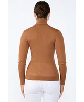 Jennie Liu Women's Tissue Weight Cashmere Silk Rib-knit Turtleneck Sweater