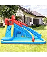 Gymax Inflatable Water Park Bounce House Crab w/ 2 Slides Climbing Wall Tunnel