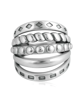 American West Jewelry Sterling Silver Textured Five Band Ring