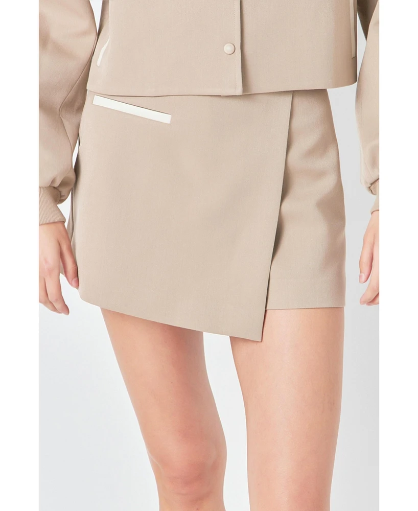 Grey Lab Women's Asymmetrical Wrap Mini Skort