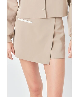 Grey Lab Women's Asymmetrical Wrap Mini Skort