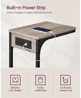 Slickblue C-Shaped Side Table – End Table with Charging Station, 2 Usb Ports & Outlets, Adjustable Feet for Living Room & Bedroom