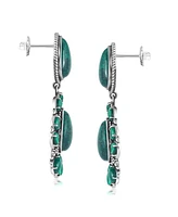 American West Jewelry Sterling Silver Chrysocolla Malachite Chandelier Dangle Earrings