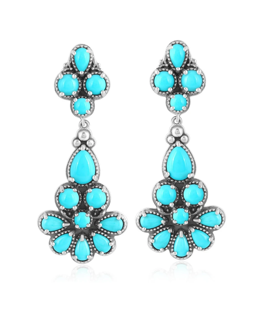 American West Jewelry Sterling Silver Blue Turquoise Chandelier Earrings