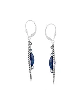 American West Jewelry Sterling Silver Marquise Lapis Dangle Earrings