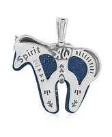 American West Jewelry Sterling Silver Lapis Gemstone Spirit Horse Pendant Enhancer