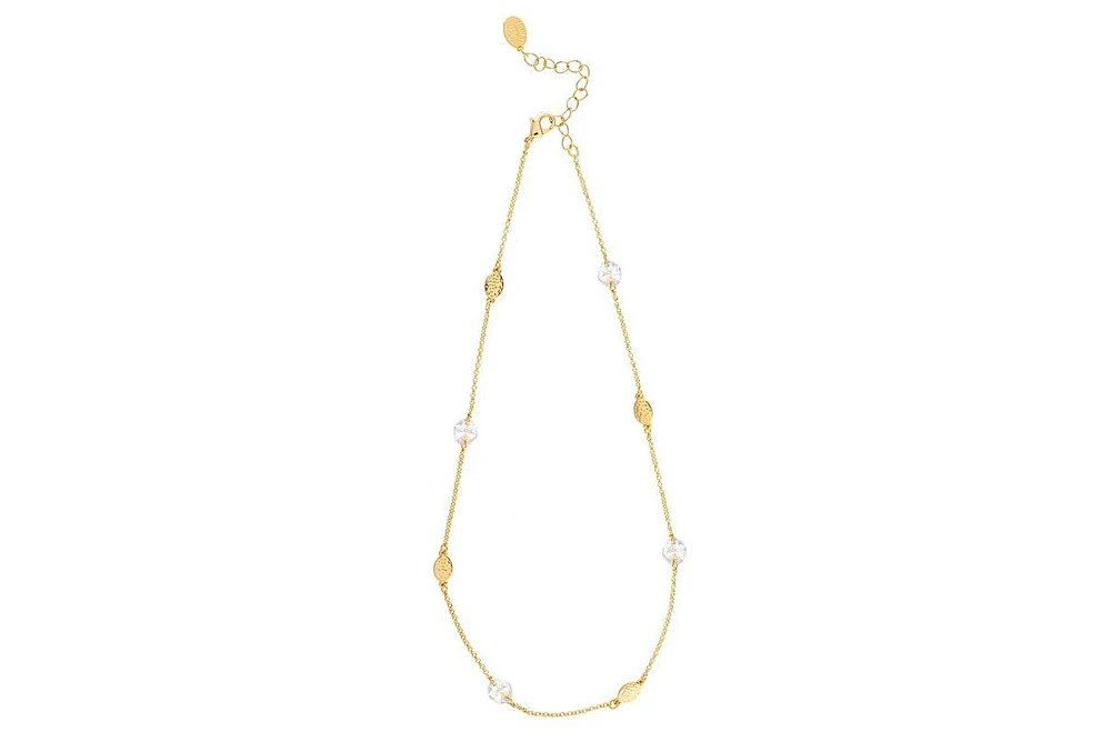 Rivka Friedman Cubic Zirconia Chain and Bead Station Necklace