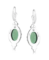 American West Jewelry Sterling Silver Green Turquoise Crown Detail Lever Back Earrings