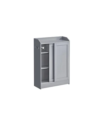 Slickblue Slim Bathroom Storage Cabinet with Toilet Paper Holder & Brush Compartment for Compact Bathrooms