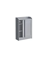 Slickblue Slim Bathroom Storage Cabinet with Toilet Paper Holder & Brush Compartment for Compact Bathrooms