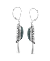 American West Jewelry Sterling Silver Labradorite Squash Blossom Dangle Earrings