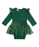 Sweet Wink Baby Girls Emerald Shimmer Christmas Long Sleeve Tutu Bodysuit