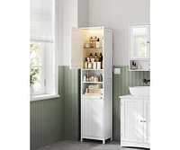 Slickblue Tall Bathroom Cabinet with Integrated Lights, Slim Storage Cabinet for Compact Spaces