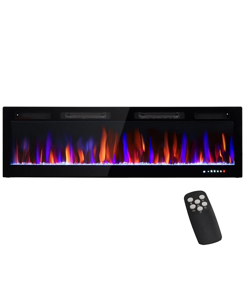 Homcom 1500W Ultra-thin Electric Fireplace Recessed, Mounted