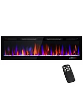 Homcom 1500W Ultra-thin Electric Fireplace Recessed, Mounted