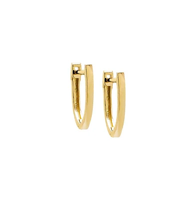Solid V Shape Huggie Earring 14K
