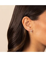 Solid Bar Front Back Chain Stud Earring 14K