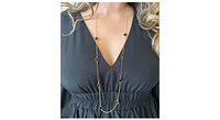 Rivka Friedman Long Onyx Clover Station Necklace