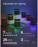 Slickblue Modern Nightstand with Led Lights Adjustable Colors, 3-Drawer Bedside Side Table