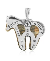 American West Jewelry Sterling Silver Picture Jasper Gemstone Spirit Horse Pendant Enhancer