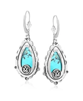 American West Jewelry Sterling Silver Blue Turquoise Gemstone Pear-Shaped Dangle Earrings