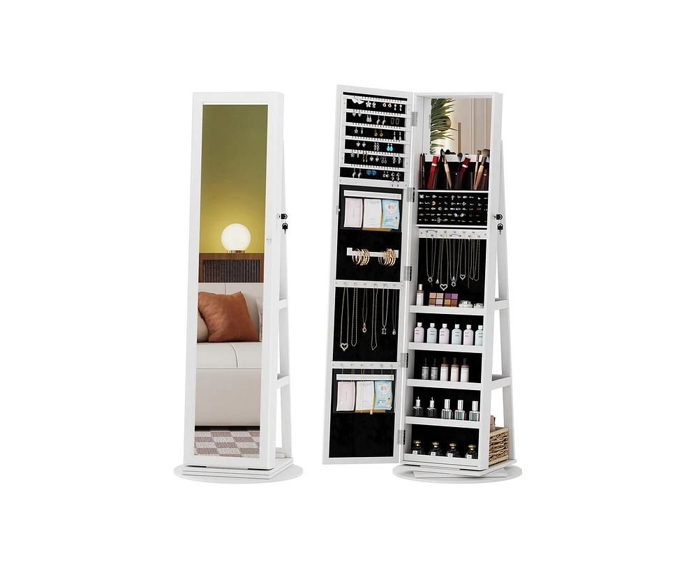 Vlsrka 3-in-1 Jewelry Armoire With Full-length Mirror And Storage Shelves