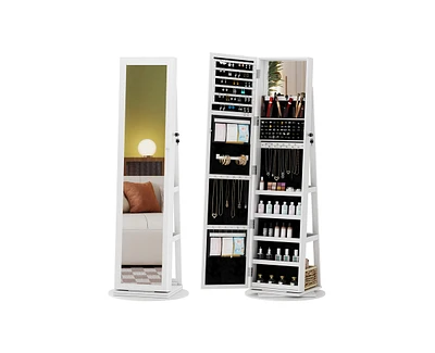 Vlsrka 3-in-1 Jewelry Armoire With Full-length Mirror And Storage Shelves