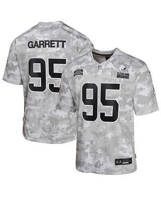 Nike Big Boys and Girls Myles Garrett Arctic Camo Cleveland Browns 2024 Salute to Service Game Jersey