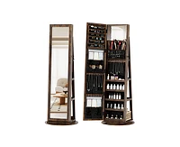 Vlsrka 3-in-1 Jewelry Armoire With Full-length Mirror And Storage Shelves