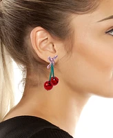 Betsey Johnson Faux Stone Sweetheart Cherry Drop Earrings