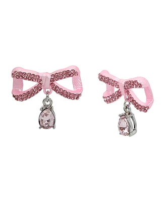 Betsey Johnson Faux Stone Fancy Bow Drop Earrings