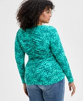I.n.c. International Concepts Plus Ruched Front Knit Top, Exclusively at Macy's
