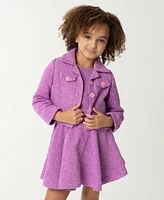 Sparkle & Shine Little Girls Sequin Tweed Skirt Dress with Jacket, 2-Piece Set