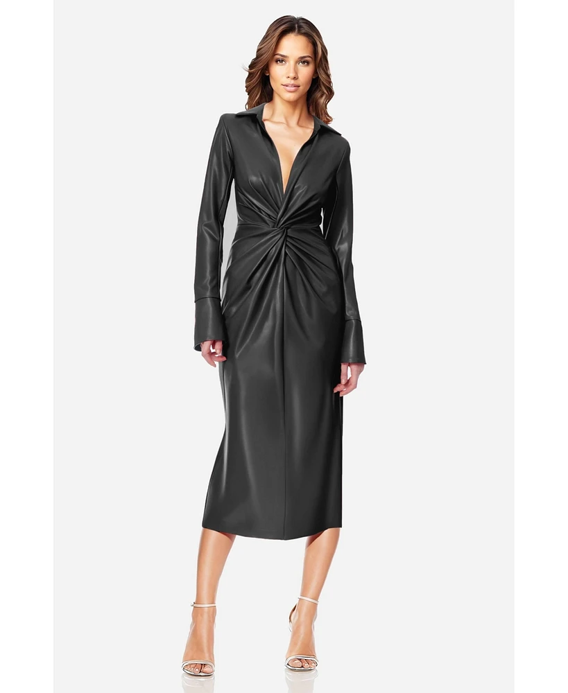 ONE33 Social Women's The Mary Twist Faux Leather Cocktail Dress