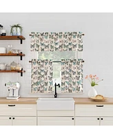 No. 918 Magdalena Butterfly Print Sheer Rod Pocket Kitchen Curtain Tier Pair