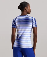 Lauren Ralph Lauren Women's Striped Stretch Cotton Crewneck Tee
