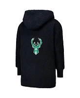 Jill Martin Men's and Women's The Best Lounger World Black Milwaukee Bucks Oversized Open-Front Hoodie Sweater