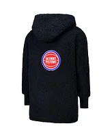 Jill Martin Men's and Women's The Best Lounger World Black Detroit Pistons Oversized Open-Front Hoodie Sweater