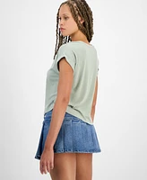 Hippie Rose Juniors' Cuffed Short-Sleeve Tee