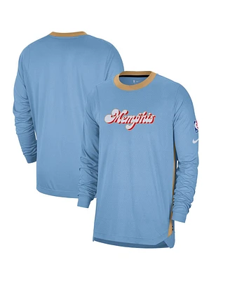 Nike Men's Light Blue Memphis Grizzlies 2024/25 City Edition Authentic Pregame Performance Long Sleeve Shooting T-Shirt