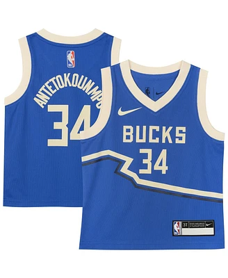 Nike Preschool Giannis Antetokounmpo Royal Milwaukee Bucks 2024/25 Swingman Player Jersey - City Edition