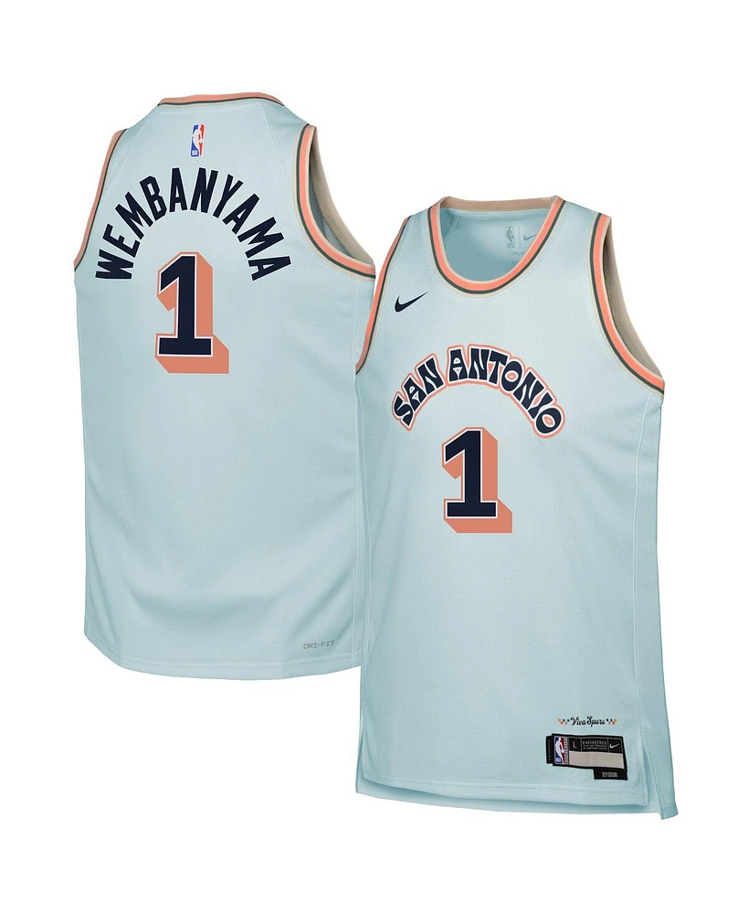 Nike Big Boys and Girls Victor Wembanyama Light Blue San Antonio Spurs 2024/25 Swingman Player Jersey - City Edition