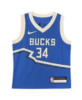 Nike Preschool Giannis Antetokounmpo Royal Milwaukee Bucks 2024/25 Swingman Player Jersey - City Edition