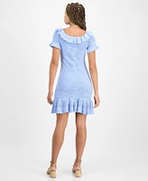 Freshman Juniors' Crocheted Ruffled Mini Dress