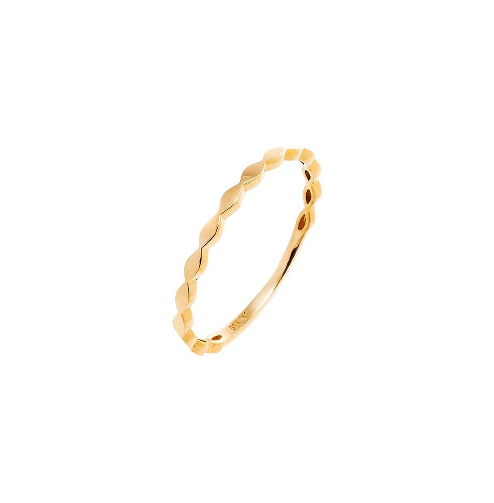 Solid Flat Beaded Band Ring 14K